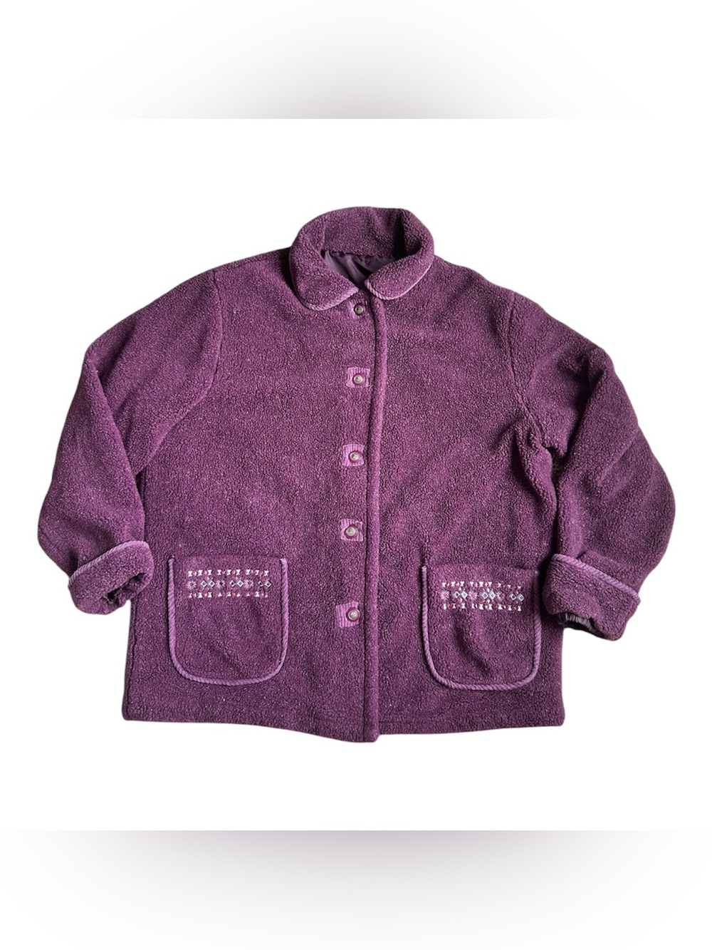Vintage Tudor Court by Haband Purple Sherpa Fleece Reversible Jacket 2X